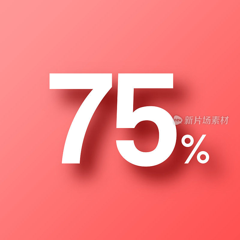 75% - 75%。图标在红色背景与阴影